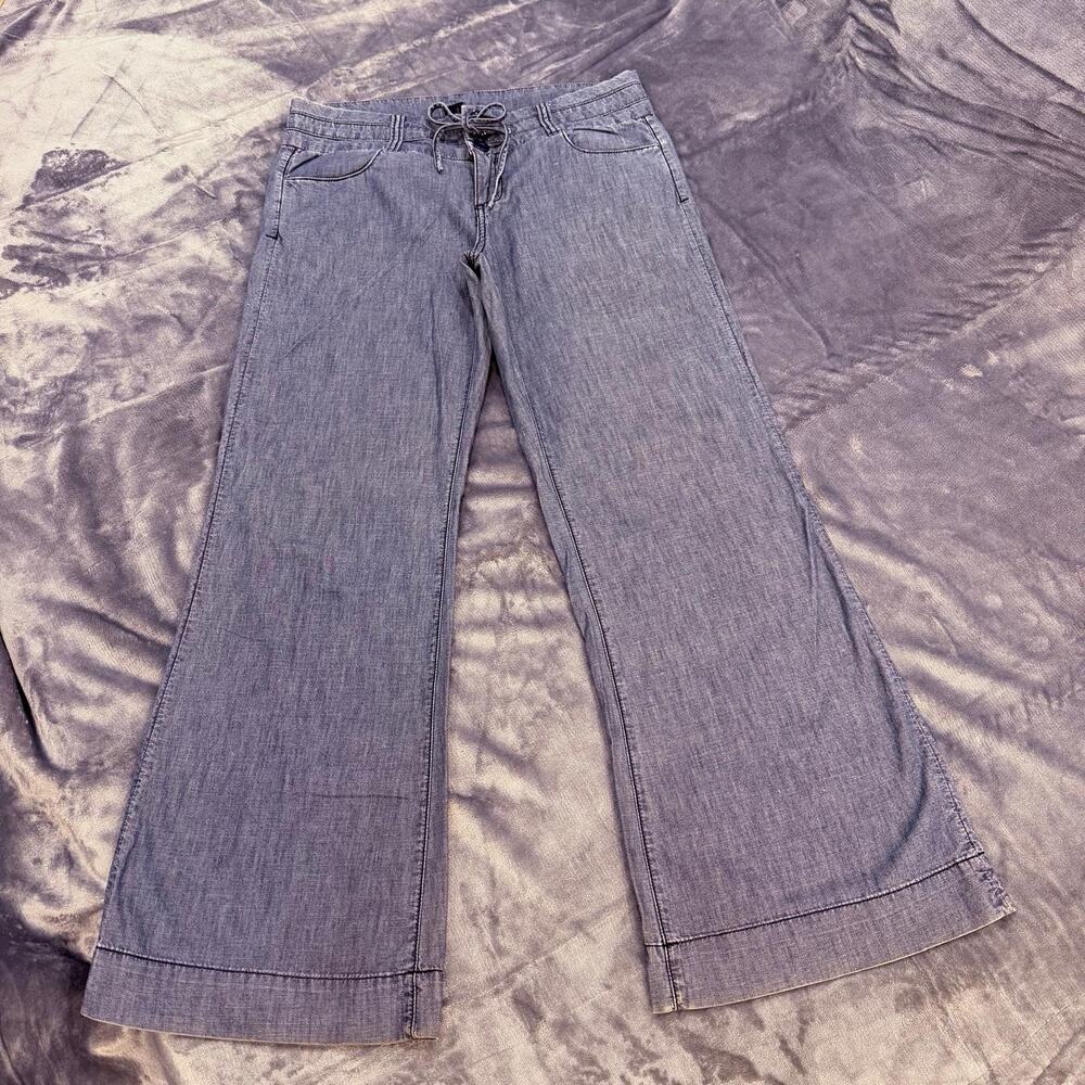 KUT From The Kloth Pants Womens Sz 8 Blue Denim Drawstring Wide Leg Y2K Comfort